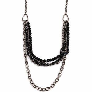 Women's Sky High Multi Layered Necklace Black and Silver